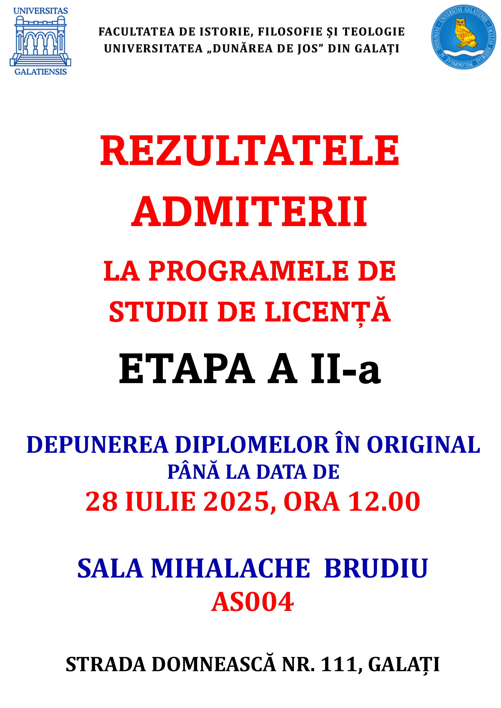Rezultate admitere 2025 Etapa II