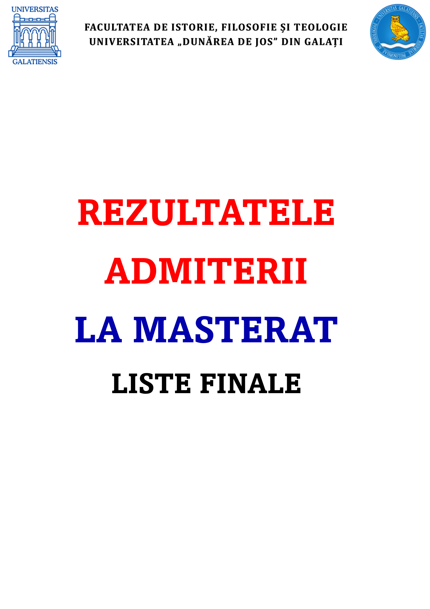Rezultate admitere master 2025 finale